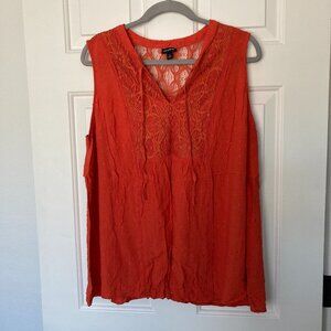 Torrid orange lace, sleeveless tank blouse Size2